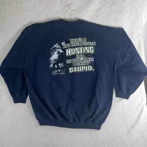 Vintage Buck Wear Sweatshirt Mens 2XL Blue Deer Hunting Wildlife Crewneck
